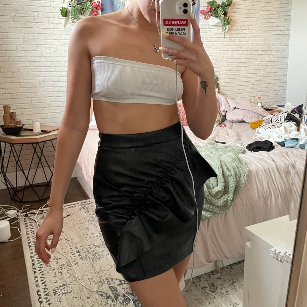 Michael Kors ruffled faux leather skirt